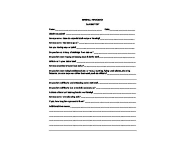 Patient Case History - PDF Form - Nardelli Audiology